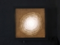Fra Lyshulen I, 2019,	Silkepapir, kinapapir og kalke på LED lampe, 30 x 30 cm